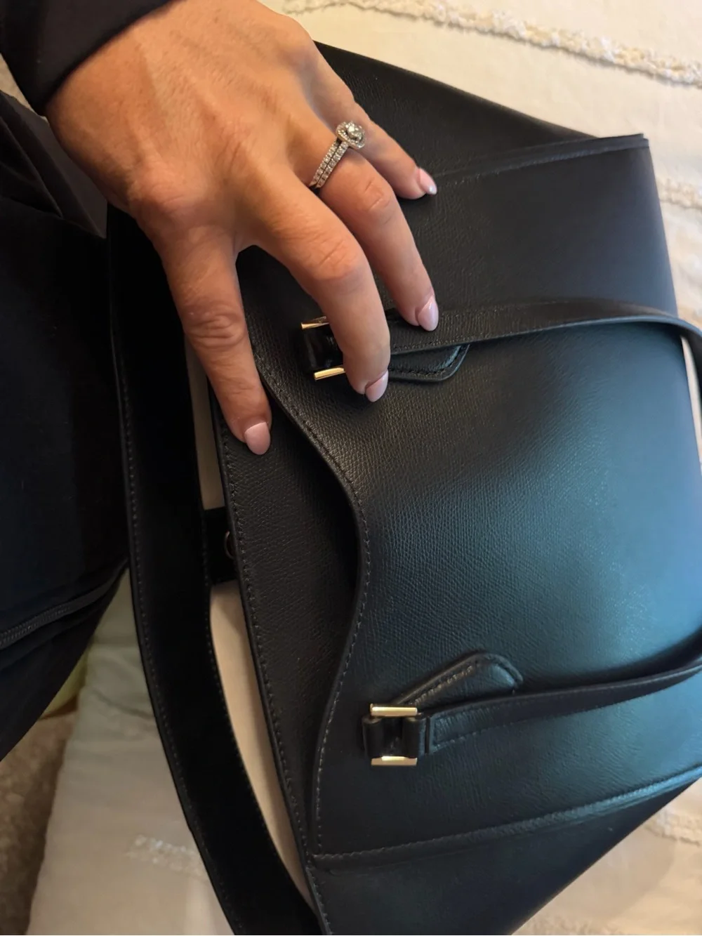 Michael Kors Black Saffiano Leather Tote with Gold Accents
